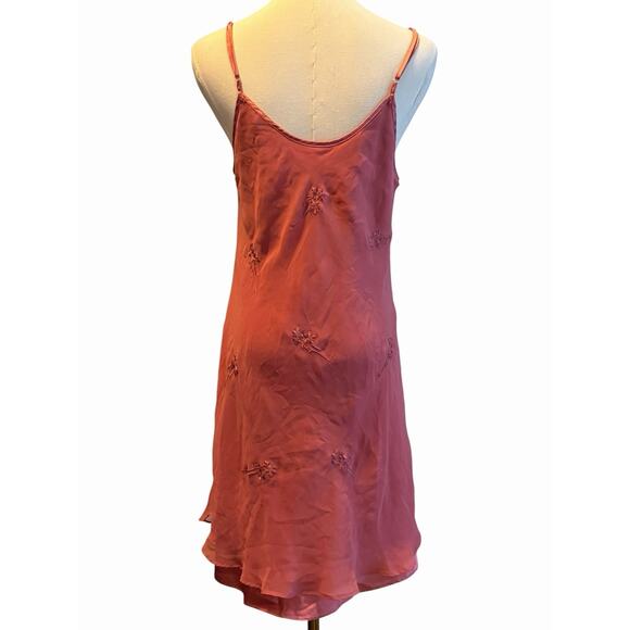 Vintage 80s 90s Ethereal Dainty Slip Dress Pink Layered Embroidered Size Medium - Picture 2 of 10